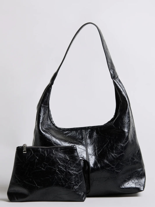 Vellicia Distressed Leather Hobo Bag